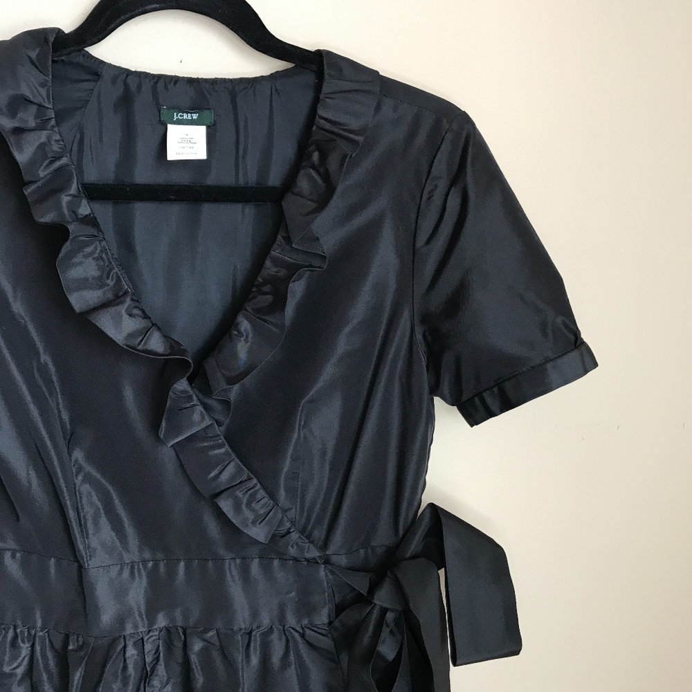 J. Crew Silk Taffeta Wrap Dress - Picture 2 of 14
